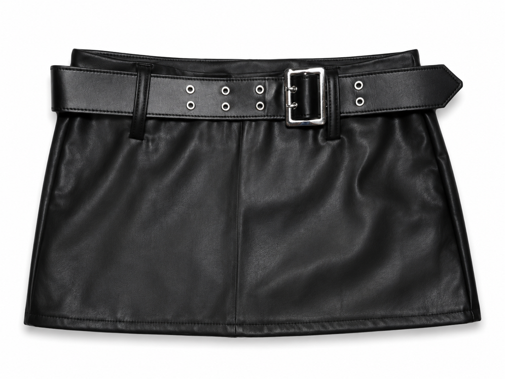 FALDA CUERINA NEGRO T/M