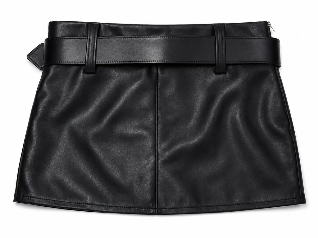 FALDA CUERINA NEGRO T/M