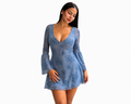 VESTIDO CAÍDA EN A - CELESTE